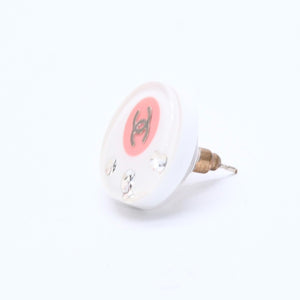 Very Good Condition CHANEL Earrings Coco Mark Rhinestone Weight 2.92 8c Engraved White Clear Gold Hardware Used 4c059960
