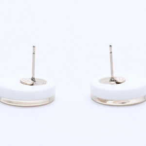 Very Good Condition CHANEL Earrings Coco Mark Rhinestone Weight 2.92 8c Engraved White Clear Gold Hardware Used 4c059960
