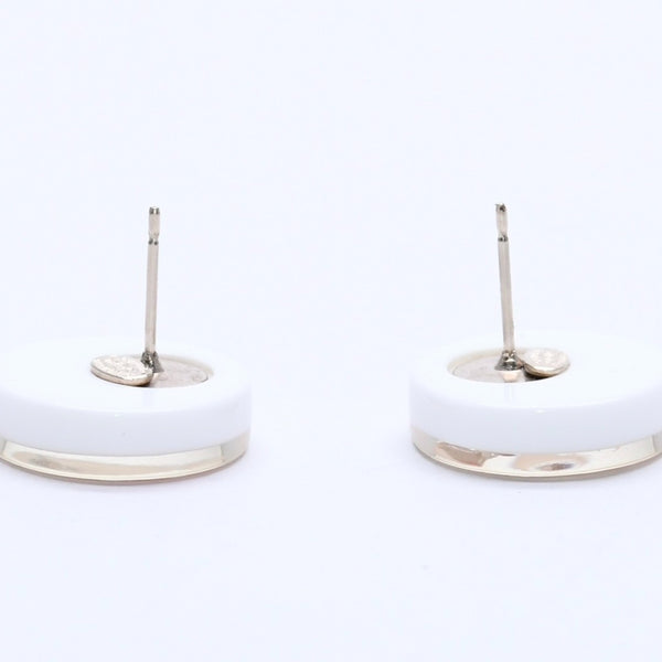 Very Good Condition CHANEL Earrings Coco Mark Rhinestone Weight 2.92 8c Engraved White Clear Gold Hardware Used 4c059960