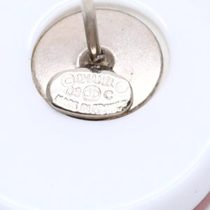 Very Good Condition CHANEL Earrings Coco Mark Rhinestone Weight 2.92 8c Engraved White Clear Gold Hardware Used 4c059960