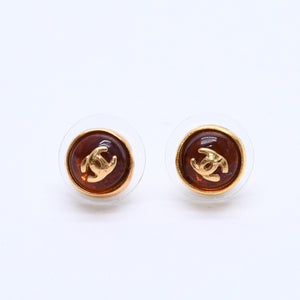 極美品 CHANEL シャネル ピアス ココマーク オレンジラメ ゴールド 99c 重量2.65g メタル レジン 中古 4c063556