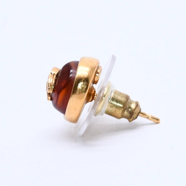 極美品 CHANEL シャネル ピアス ココマーク オレンジラメ ゴールド 99c 重量2.65g メタル レジン 中古 4c063556