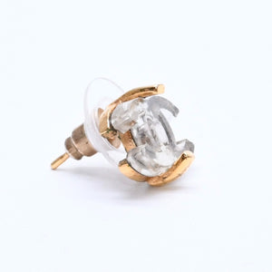 CHANEL シャネル ココマーク ピアス アクセサリー 重量約2.28g 02A刻印 メタル クリア ゴールド 両耳用 美品 中古 4c066599