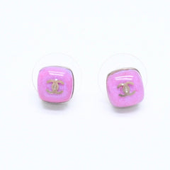 CHANEL Earrings Coco Mark Button Purple Lamé Silver 06P SV Weight 2.75g Metal Resin Good Condition Used 4c073138