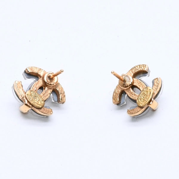 CHANEL シャネル ココマーク ピアス アクセサリー 重量約2.28g 02A刻印 メタル クリア ゴールド 両耳用 美品 中古 4c066599