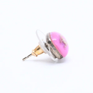 CHANEL Earrings Coco Mark Button Purple Lamé Silver 06P SV Weight 2.75g Metal Resin Good Condition Used 4c073138