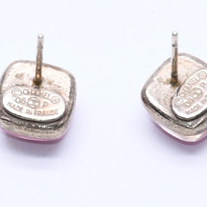 CHANEL Earrings Coco Mark Button Purple Lamé Silver 06P SV Weight 2.75g Metal Resin Good Condition Used 4c073138