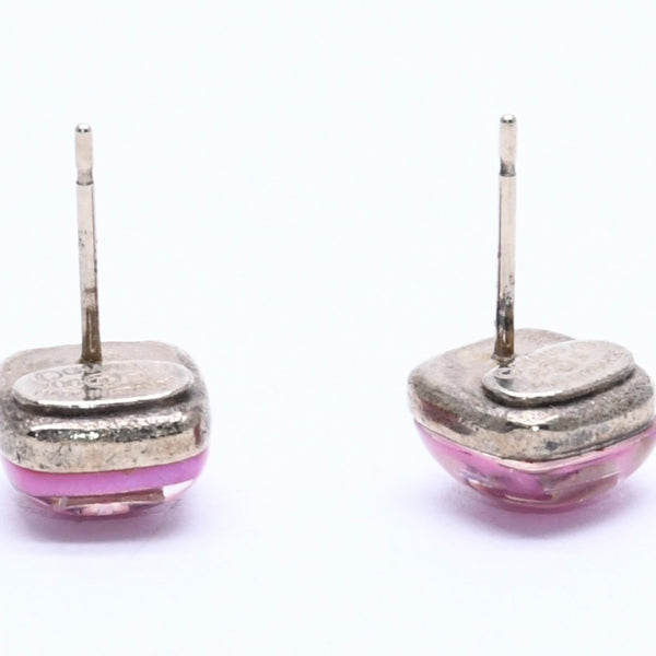 CHANEL Earrings Coco Mark Button Purple Lamé Silver 06P SV Weight 2.75g Metal Resin Good Condition Used 4c073138