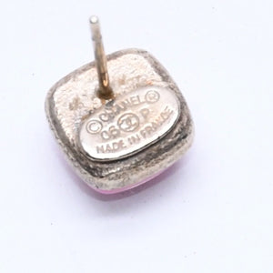 CHANEL Earrings Coco Mark Button Purple Lamé Silver 06P SV Weight 2.75g Metal Resin Good Condition Used 4c073138