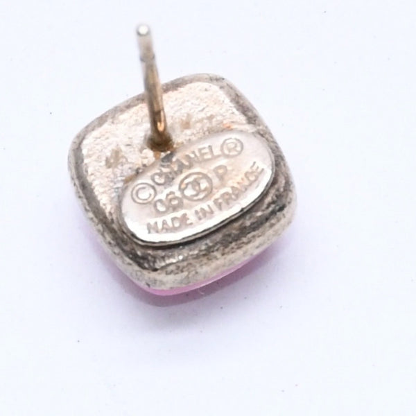 CHANEL Earrings Coco Mark Button Purple Lamé Silver 06P SV Weight 2.75g Metal Resin Good Condition Used 4c073138