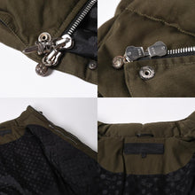 画像をギャラリービューアに読み込む, 新品未使用 CHROME HEARTS クロムハーツ ダウンジャケット マルチカラークロスパッチ ダガージップ クロスボールボタン カーキ サイズM 中古 4c070379