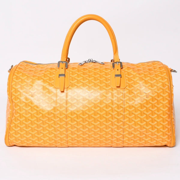 GOYARD ゴヤール ボーイング65 ボストンバッグ ヘリンボーン ゴヤールデインキャンバス イエロー シルバー金具 美品 中古 4a006424