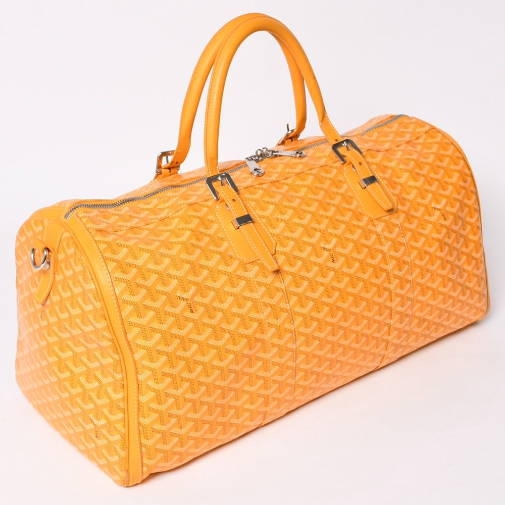 GOYARD ゴヤール ボーイング65 ボストンバッグ ヘリンボーン ゴヤールデインキャンバス イエロー シルバー金具 美品 中古 4a006424