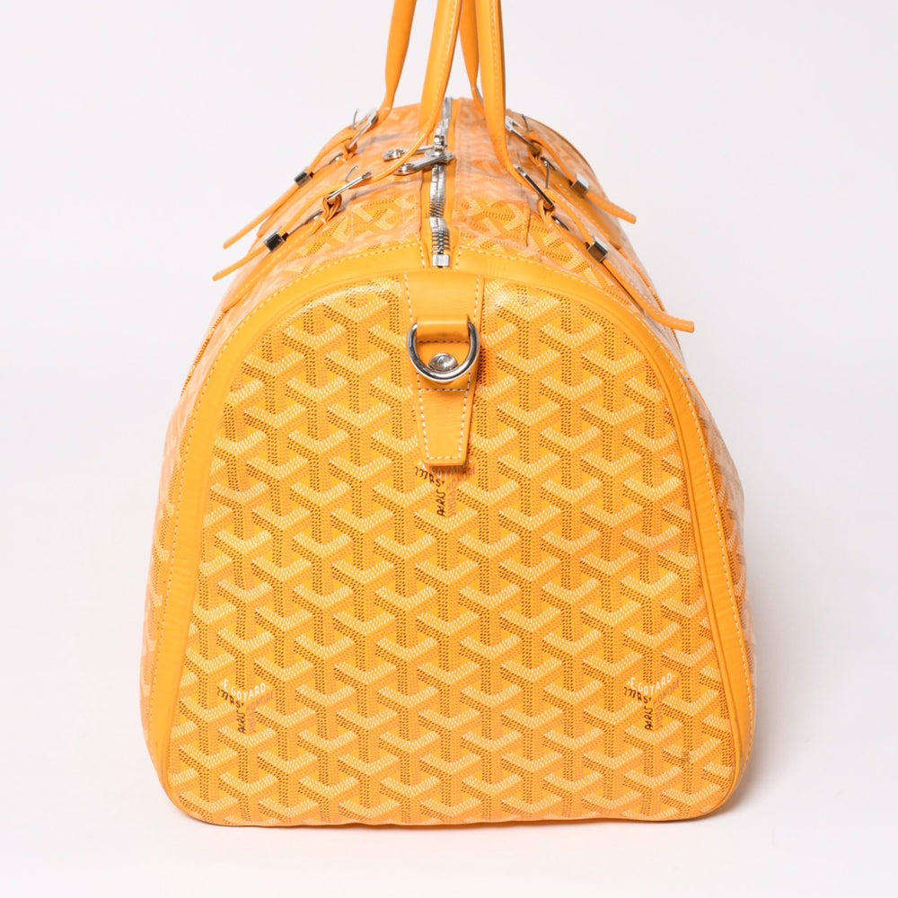 GOYARD ゴヤール ボーイング65 ボストンバッグ ヘリンボーン ゴヤールデインキャンバス イエロー シルバー金具 美品 中古 4a006424