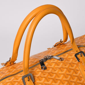 GOYARD ゴヤール ボーイング65 ボストンバッグ ヘリンボーン ゴヤールデインキャンバス イエロー シルバー金具 美品 中古 4a006424