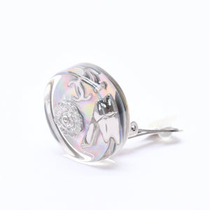 Very good condition CHANEL Coco mark earrings Weight approx. 16.22g 97P stamp Resin metal Aurora Clear Silver Binaural Used 4c068849