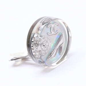 Very good condition CHANEL Coco mark earrings Weight approx. 16.22g 97P stamp Resin metal Aurora Clear Silver Binaural Used 4c068849