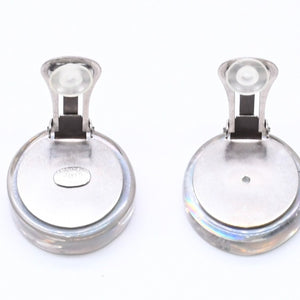 Very good condition CHANEL Coco mark earrings Weight approx. 16.22g 97P stamp Resin metal Aurora Clear Silver Binaural Used 4c068849