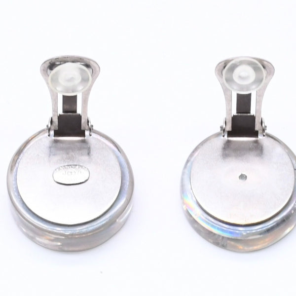 Very good condition CHANEL Coco mark earrings Weight approx. 16.22g 97P stamp Resin metal Aurora Clear Silver Binaural Used 4c068849