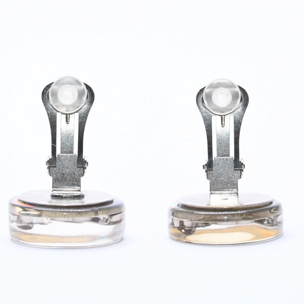 Very good condition CHANEL Coco mark earrings Weight approx. 16.22g 97P stamp Resin metal Aurora Clear Silver Binaural Used 4c068849