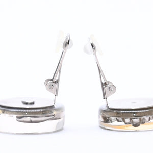 Very good condition CHANEL Coco mark earrings Weight approx. 16.22g 97P stamp Resin metal Aurora Clear Silver Binaural Used 4c068849