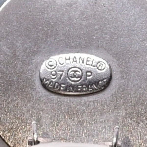 Very good condition CHANEL Coco mark earrings Weight approx. 16.22g 97P stamp Resin metal Aurora Clear Silver Binaural Used 4c068849