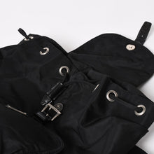 画像をギャラリービューアに読み込む, PRADA プラダ バックパック リュック トライアングルロゴ イタリア製 ナイロン レザー ブラック シルバー金具 美品 中古 4b011883