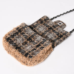 Very Good Condition CHANEL Mini Square Flap Shoulder Bag No. 10 Tweed Leather Beige Silver Hardware Used 4a004972
