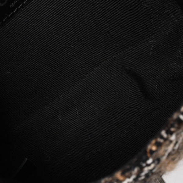 Very Good Condition CHANEL Mini Square Flap Shoulder Bag No. 10 Tweed Leather Beige Silver Hardware Used 4a004972