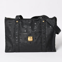 極美品 MCM エム・シー・エム Tote Bag トートバッグ Black ブラック ゴールド金具 レザー 中古 4a004610