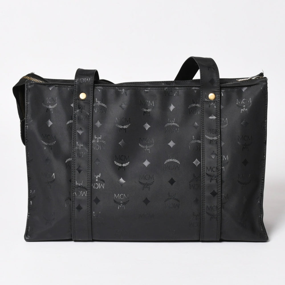 極美品 MCM エム・シー・エム Tote Bag トートバッグ Black ブラック ゴールド金具 レザー 中古 4a004610