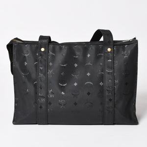 極美品 MCM エム・シー・エム Tote Bag トートバッグ Black ブラック ゴールド金具 レザー 中古 4a004610