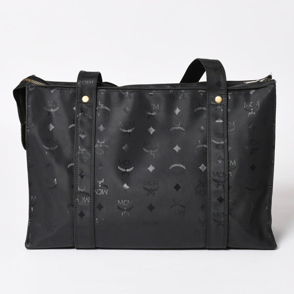 極美品 MCM エム・シー・エム Tote Bag トートバッグ Black ブラック ゴールド金具 レザー 中古 4a004610