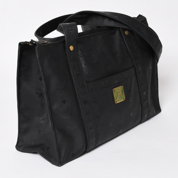 極美品 MCM エム・シー・エム Tote Bag トートバッグ Black ブラック ゴールド金具 レザー 中古 4a004610