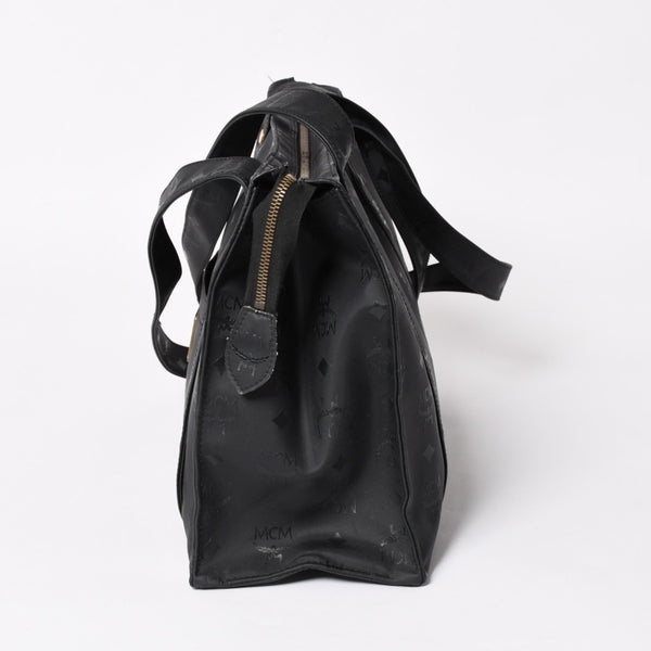極美品 MCM エム・シー・エム Tote Bag トートバッグ Black ブラック ゴールド金具 レザー 中古 4a004610