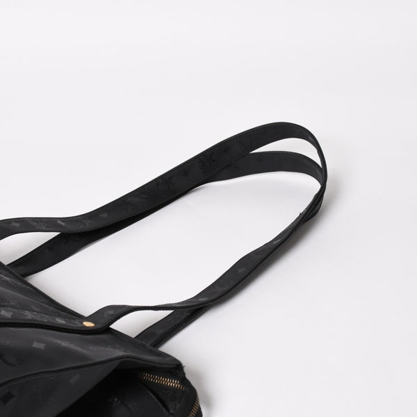 極美品 MCM エム・シー・エム Tote Bag トートバッグ Black ブラック ゴールド金具 レザー 中古 4a004610
