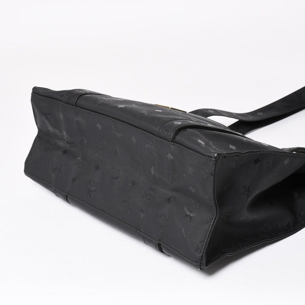 極美品 MCM エム・シー・エム Tote Bag トートバッグ Black ブラック ゴールド金具 レザー 中古 4a004610