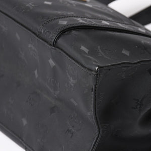 極美品 MCM エム・シー・エム Tote Bag トートバッグ Black ブラック ゴールド金具 レザー 中古 4a004610