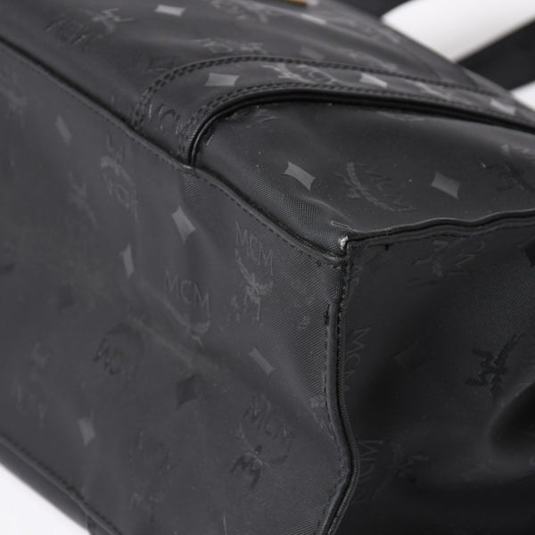 極美品 MCM エム・シー・エム Tote Bag トートバッグ Black ブラック ゴールド金具 レザー 中古 4a004610