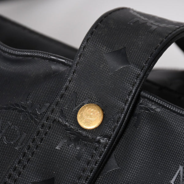 極美品 MCM エム・シー・エム Tote Bag トートバッグ Black ブラック ゴールド金具 レザー 中古 4a004610