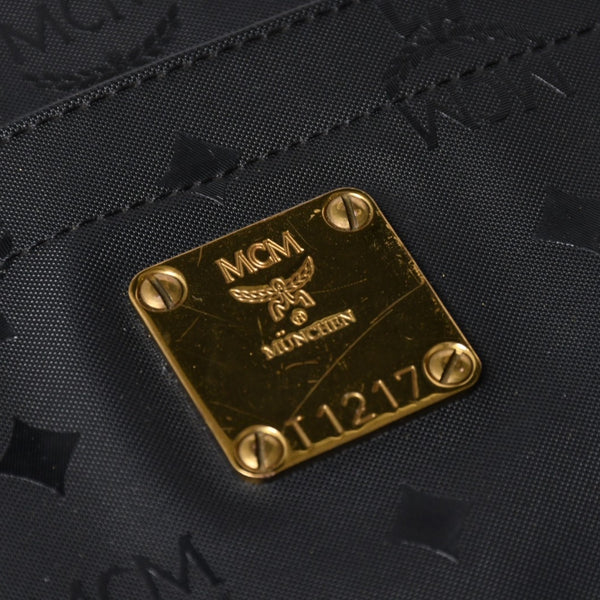 極美品 MCM エム・シー・エム Tote Bag トートバッグ Black ブラック ゴールド金具 レザー 中古 4a004610