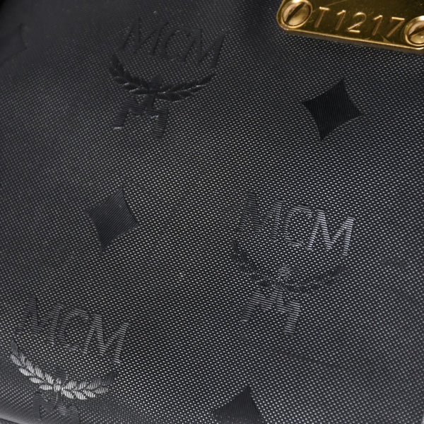極美品 MCM エム・シー・エム Tote Bag トートバッグ Black ブラック ゴールド金具 レザー 中古 4a004610