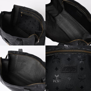 極美品 MCM エム・シー・エム Tote Bag トートバッグ Black ブラック ゴールド金具 レザー 中古 4a004610