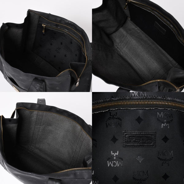 極美品 MCM エム・シー・エム Tote Bag トートバッグ Black ブラック ゴールド金具 レザー 中古 4a004610