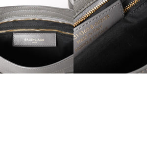 極美品 BALENCIAGA バレンシアガ メタリック エッジ シティ ハンドバッグ 2WAY 432831 レザー グレー ゴールド金具 中古 4a003516
