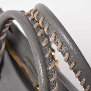 極美品 BALENCIAGA バレンシアガ メタリック エッジ シティ ハンドバッグ 2WAY 432831 レザー グレー ゴールド金具 中古 4a003516