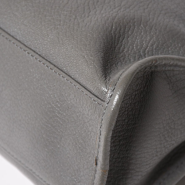 極美品 BALENCIAGA バレンシアガ メタリック エッジ シティ ハンドバッグ 2WAY 432831 レザー グレー ゴールド金具 中古 4a003516
