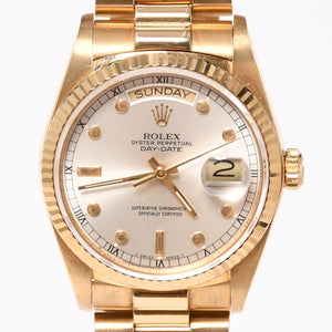 極美品 ROLEX ロレックス デイデイト36 腕時計 重量約131.61g 18038 18KYG AT シルバーピンボール文字盤 中古 4a007338