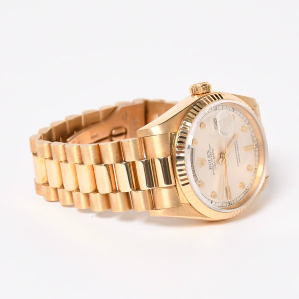 極美品 ROLEX ロレックス デイデイト36 腕時計 重量約131.61g 18038 18KYG AT シルバーピンボール文字盤 中古 4a007338