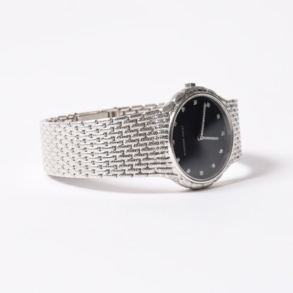極美品 AUDEMARS PIGUET オーデマ ピゲ コブラ 腕時計 18KWG ラウンド 手巻き 84.7g Cal2080 12PD ダイヤモンド針 黒文字盤 中古 4a007431